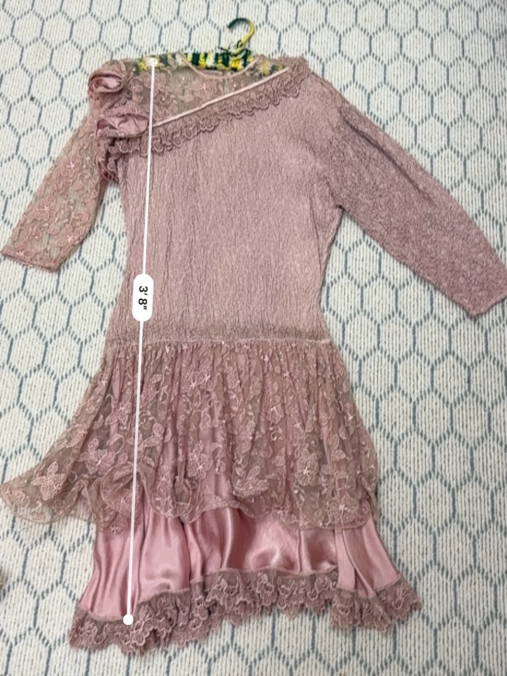 LA PASITEA Vintage Rare Made In Italy Fairy Y2K Dusty Rose Crinkled Lace Dress - Picture 10 of 16